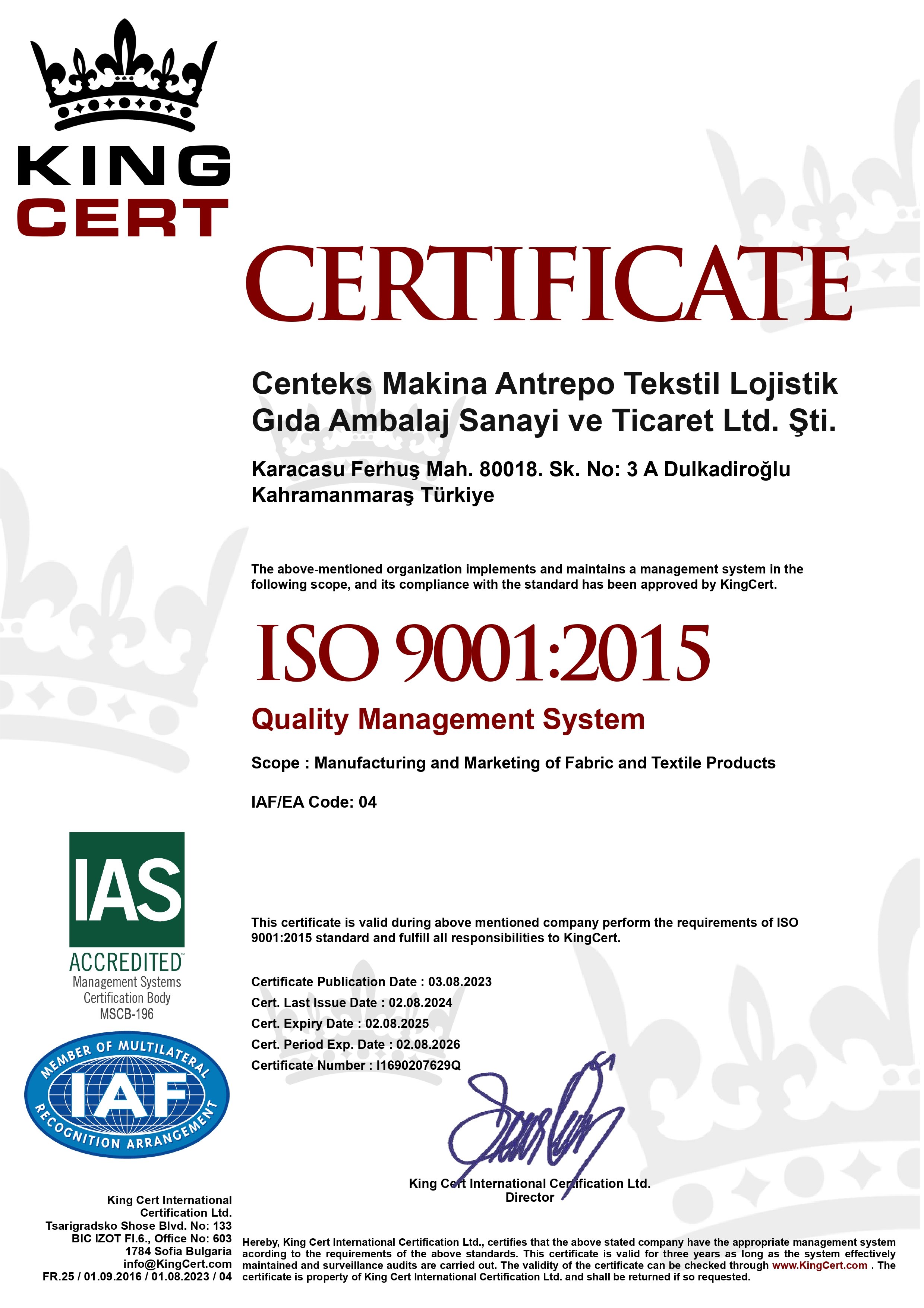 CERTIFICATES
